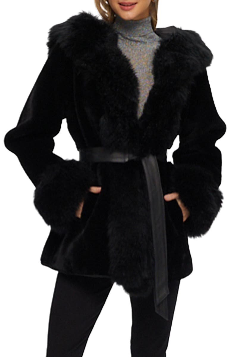 GORSKI Reversible Genuine Shearling Jacket, Alternate, color, Black/Black