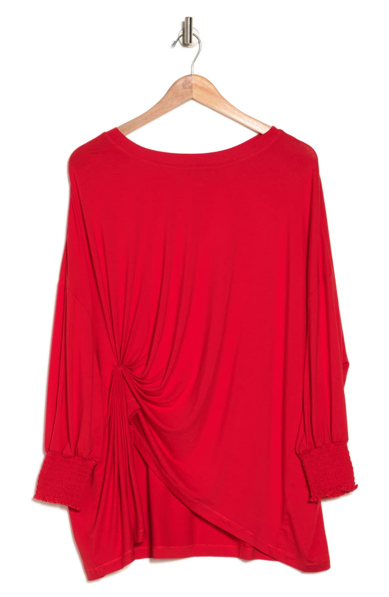 PATRIZIA LUCA Oversize Long Sleeve Twist Front Top, Alternate, color, Red
