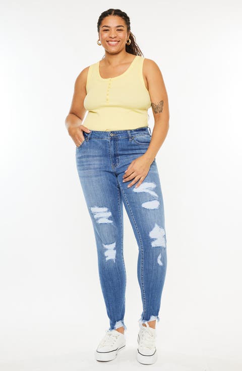 Summer Mid Rise Super Skinny Jeans (Plus Size)