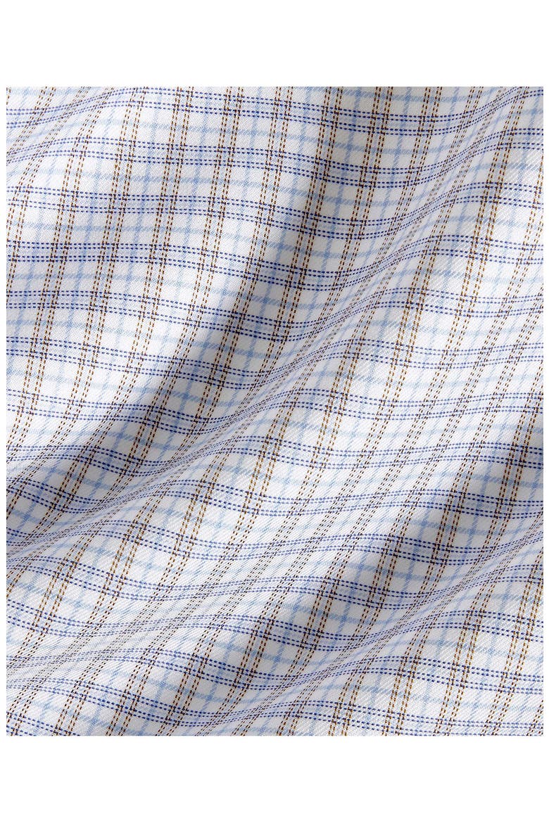 Trim Fit Twill Check Dress Shirt, Alternate, color, SKY/ CHOCOLATE