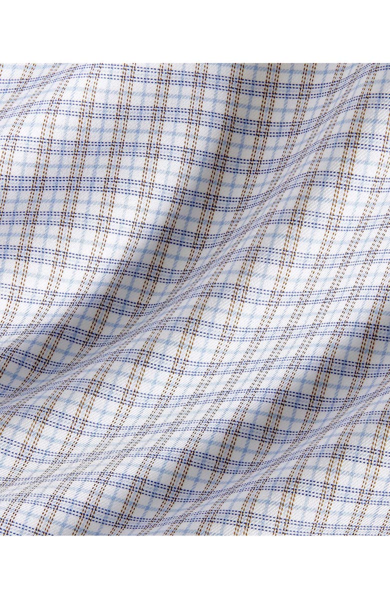 David Donahue Trim Fit Twill Check Dress Shirt, Alternate, color, Sky/ Chocolate