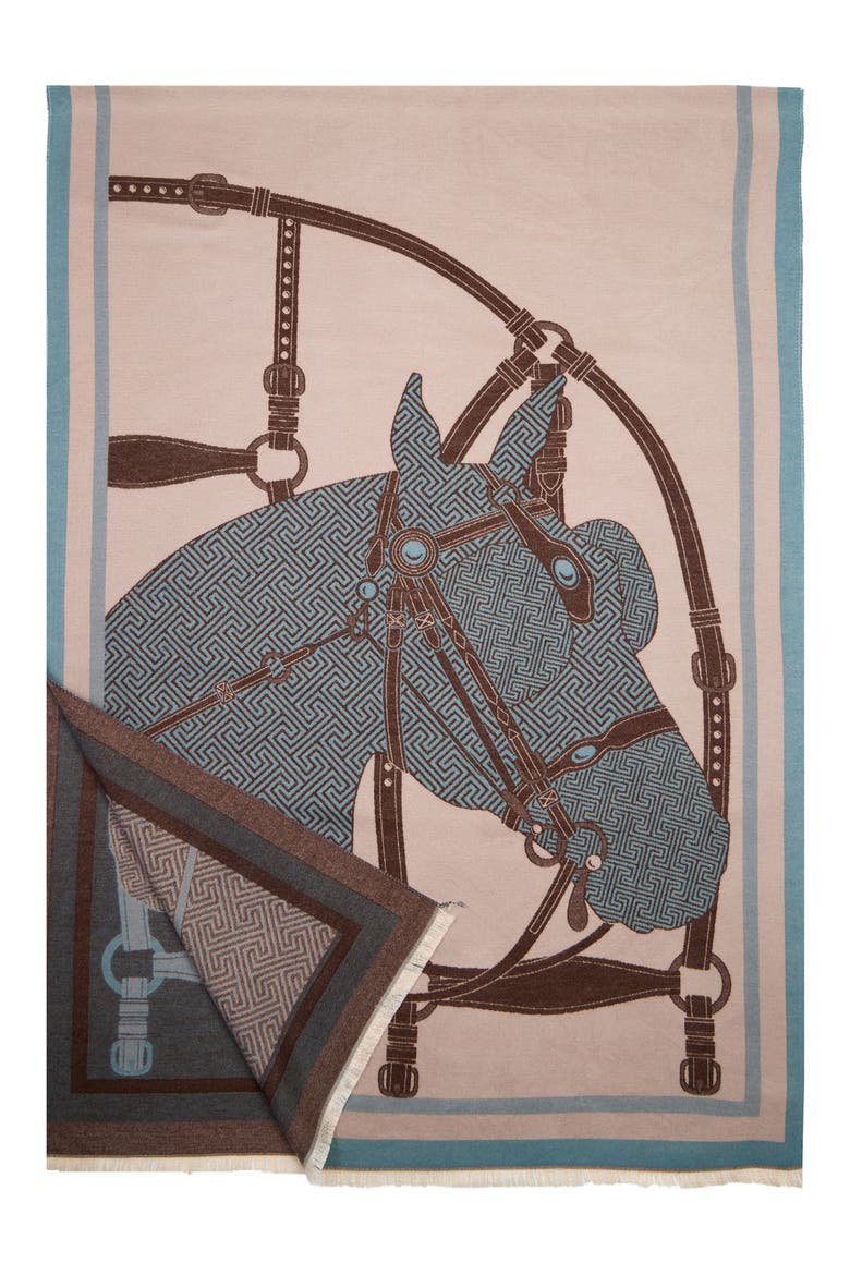 Horse Lover Reversible Print Scarf, Alternate, color, LIGHT BLUE