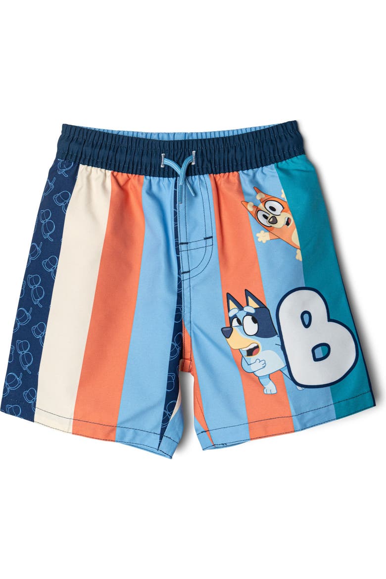 UPF 50+ 2-Piece Rash Guard and Swim Trunks Set, Alternate, color, Bluey Light Blue Navy