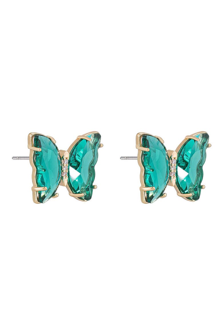 Butterfly Stud Earrings, Alternate, color, GREEN