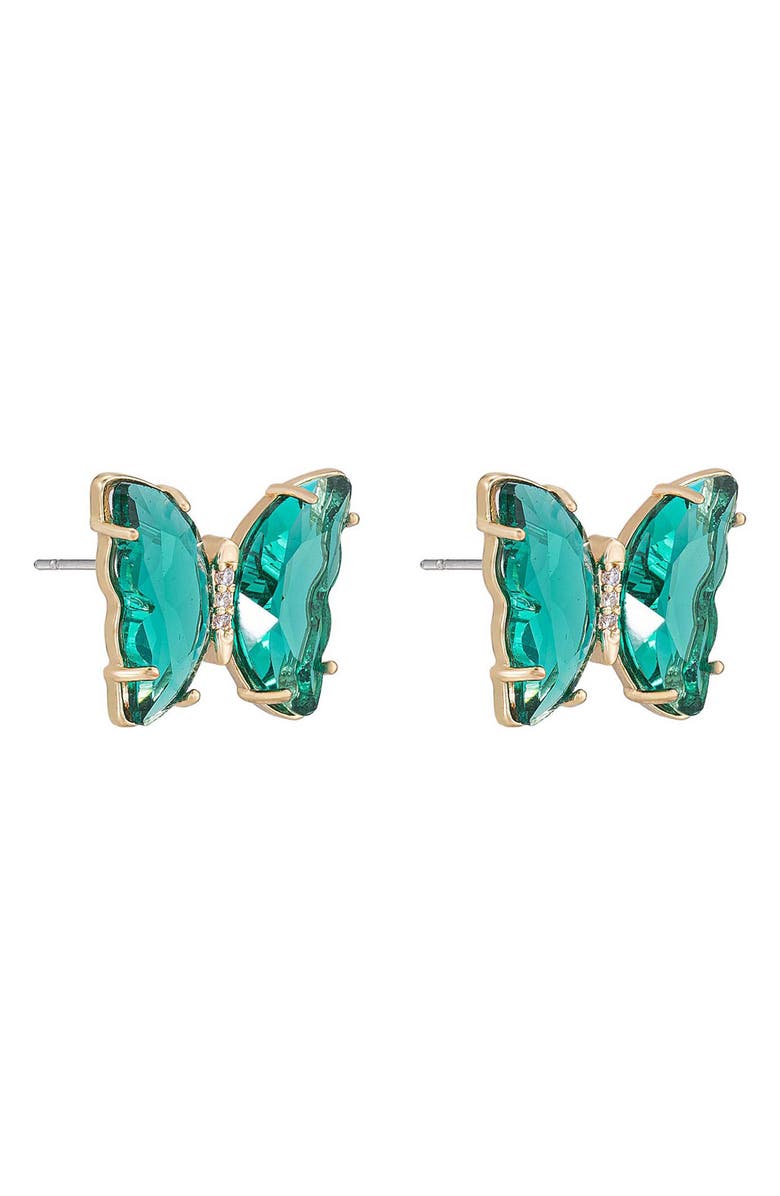 Ettika Butterfly Stud Earrings, Alternate, color, Green