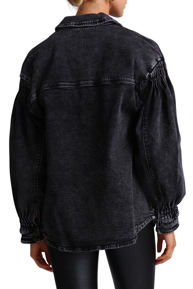 Pintuck Denim Shacket, Alternate, color, BLACK ACID WASH
