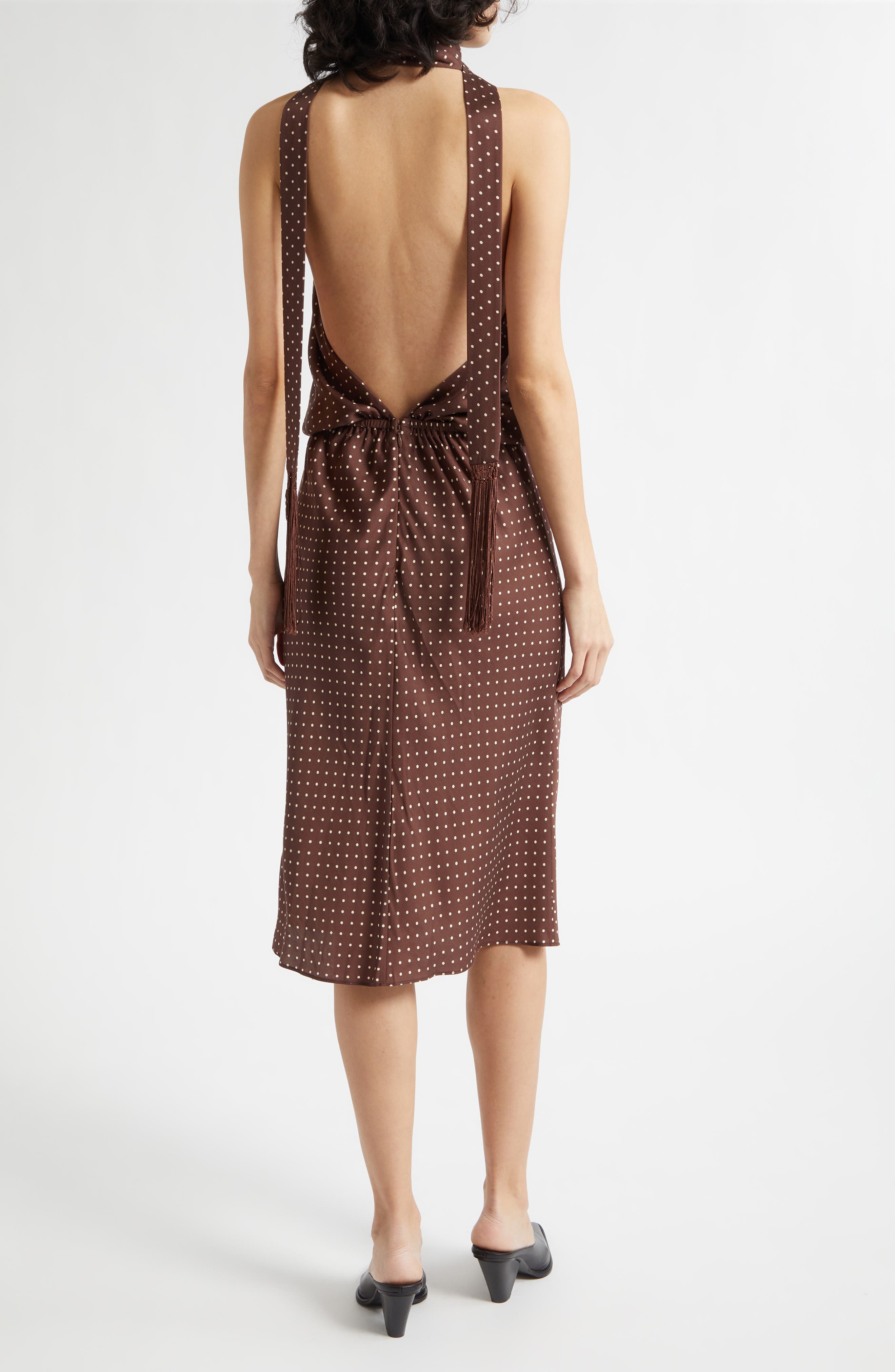 Phoebe Polka Dot Open Back Halter Neck Shift Dress - image 2
