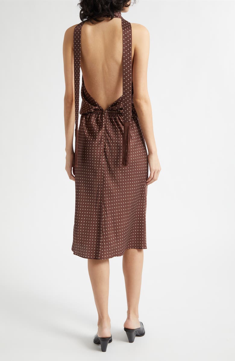 POSSE Phoebe Polka Dot Open Back Halter Neck Shift Dress, Alternate, color, Choc Vanilla