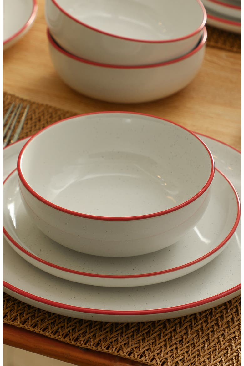 Ezra Stoneware 12-Piece Dinnerware Set, Alternate, color, Red