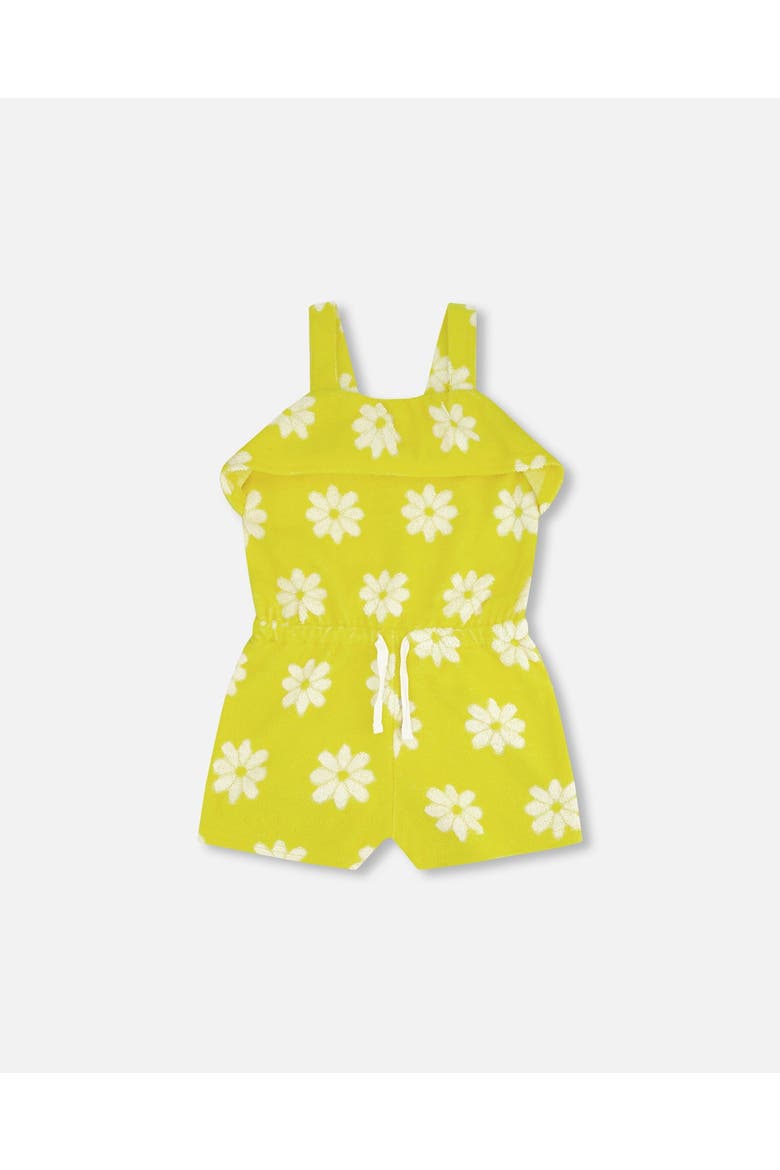 Girl's Terry Cloth Romper Yellow Printed Daisies, Main, color, Yellow Printed Daisies