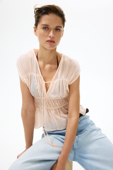 Ruched Cotton Blouse