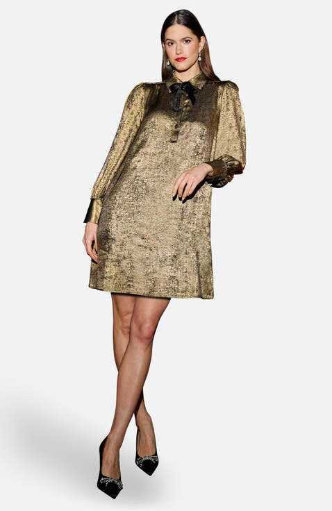 Luminous Bow-Tie Shirt Dress