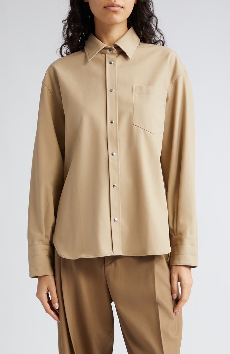 Maria McManus Oversize Organic Cotton Snap-Up Shirt, Main, color, 