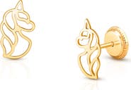Tiny Blessings 14K Gold Unicorn Dreams Studs Screw Back Earrings