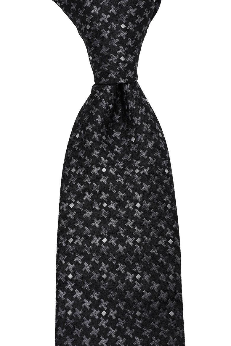 Dotted Houndstooth Tie, Alternate, color, BLACK/ WHITE