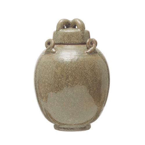 Storied Home Decorative Stoneware Cachepot In Brown