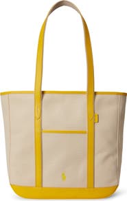 Polo Ralph Lauren Medium Canvas & Leather Tote