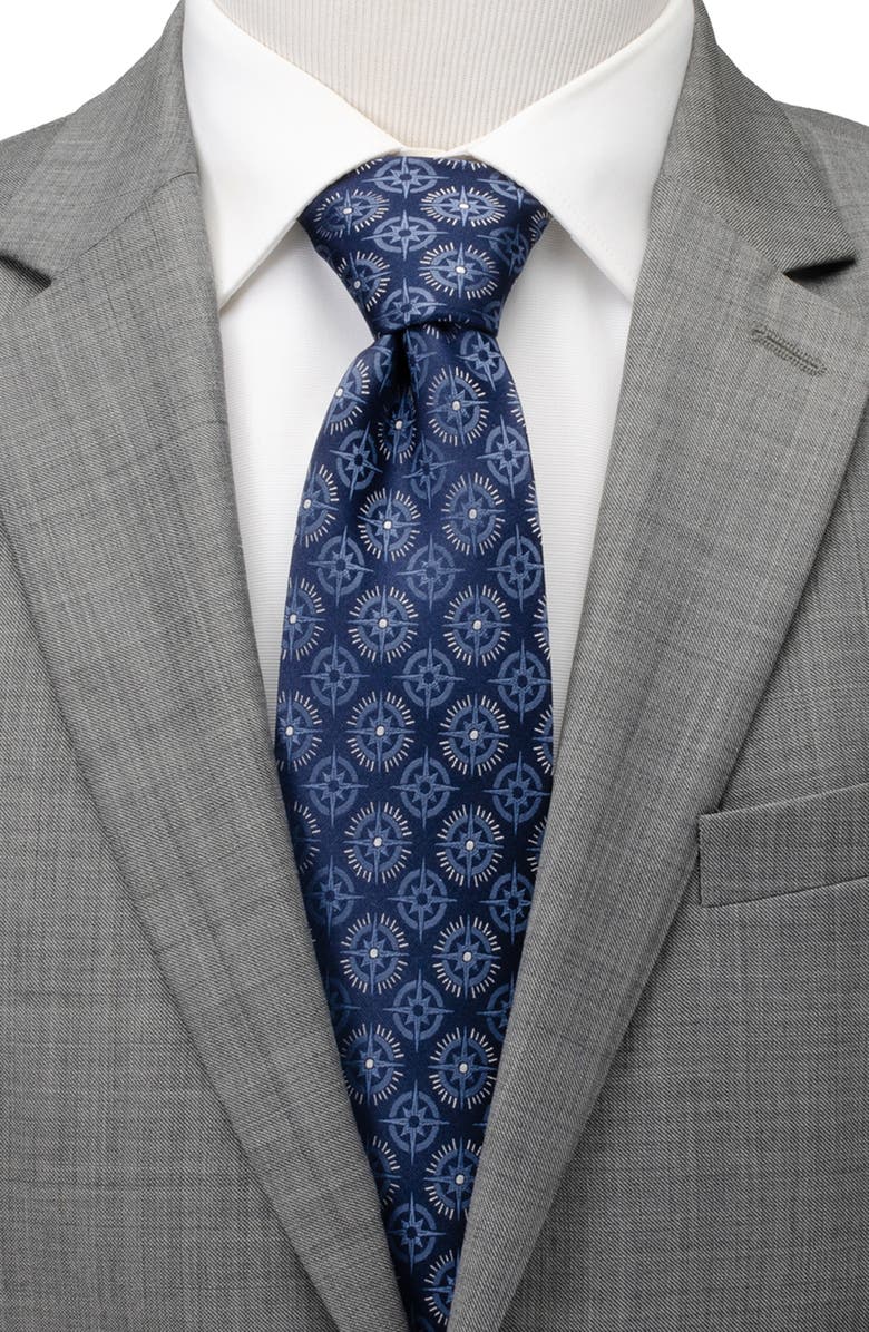 Cufflinks, Inc. Compass Hidden Message Silk Tie, Alternate, color, Blue