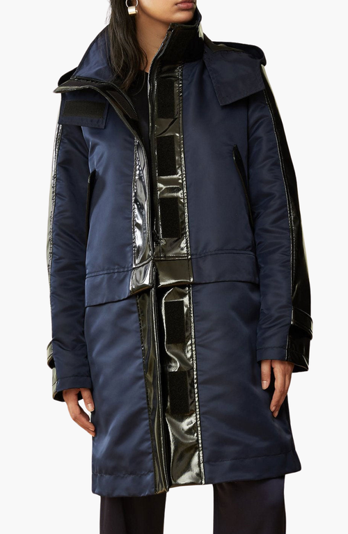Caalo Water-resistant Convertible Sustainable Raincoat In Navy