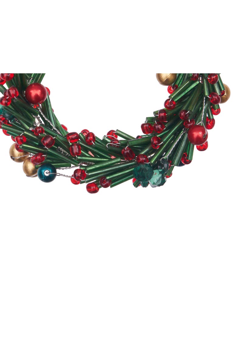 Round Glass Beaded Napkin Ring, Alternate, color, Green