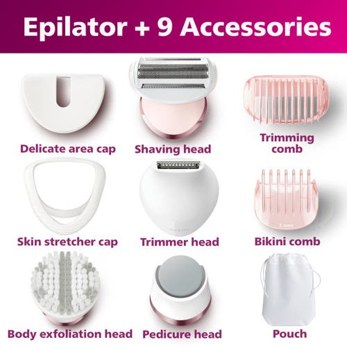 Philips Norelco Epilator Series 8000, Rechargeable Wet & Dry Epilator With Ceramic Tweezers And Acce In White