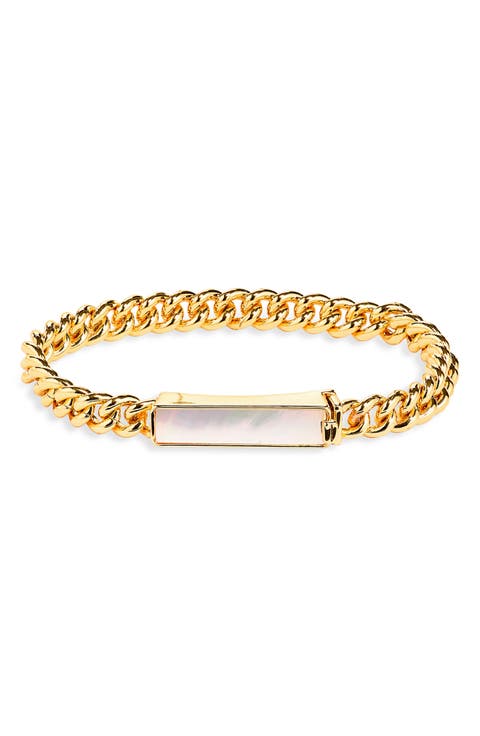 Mother-of-Pearl Bar Chain Bracelet