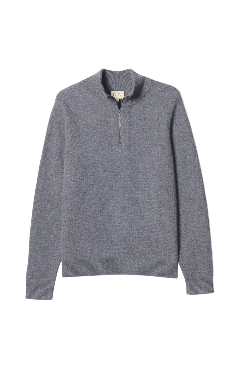 Gobi Cashmere Men's Cashmere Waffle Knit Half-Zip Sweater, Main, color, Stone Gray