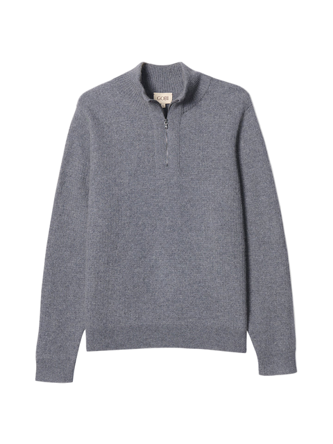 Men's Cashmere Waffle Knit Half-Zip Sweater