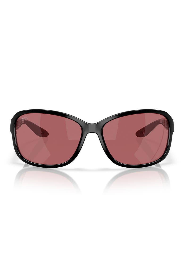 Seadrift 58mm Polarized Square Sunglasses, Main, color, BLACK / ROSE 580G