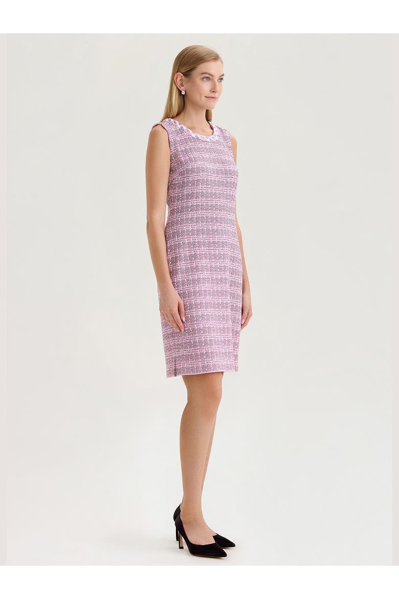 Braided Trim Tweed Knit Sheath Dress, Alternate, color, Pink Parfait