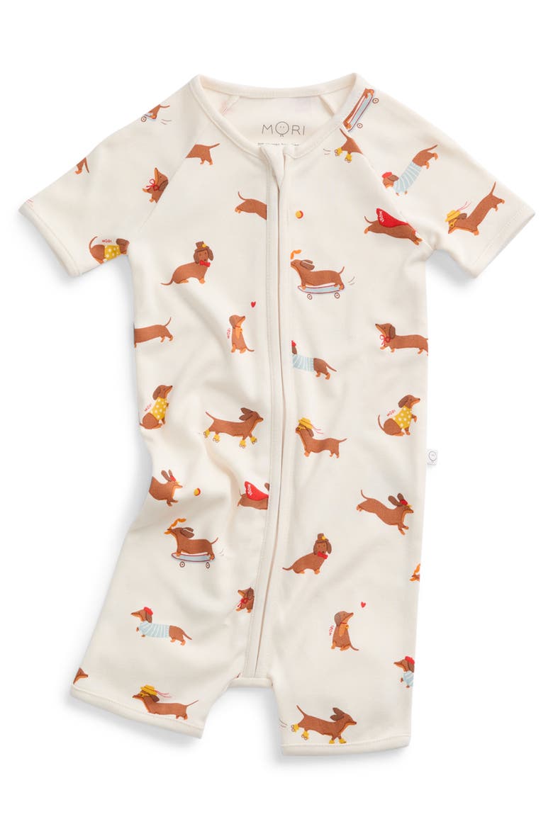 Summer Zip Up Sleepsuit, Main, color, Sausage Dog Print