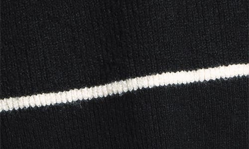 Weekend Los Angeles Cressida Stripe Johnny Collar Sweater In Black Ivory Stripe