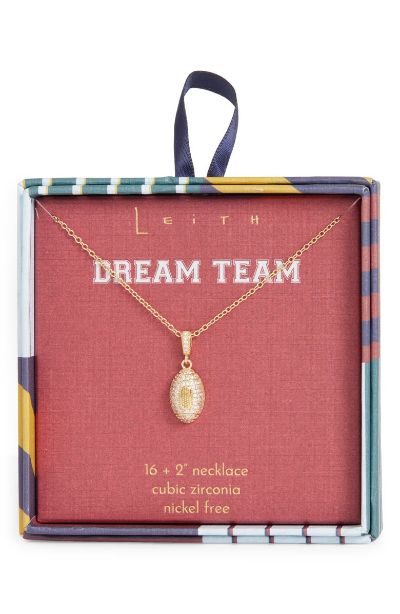 Leith Pavé CZ Football Pendant Necklace, Main, color, Clear- Gold