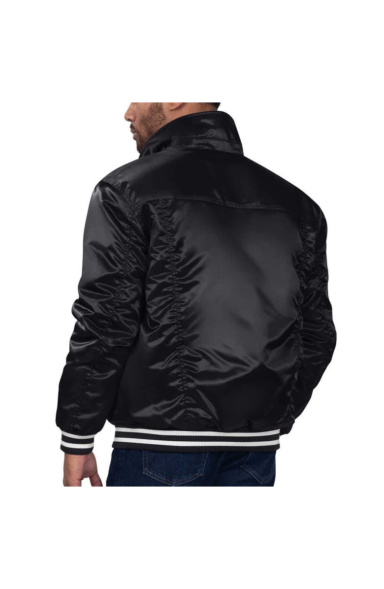 STARTER Men's Starter x Levi's Black New York Knicks Silver Label Trucker Satin Full-Snap Jacket, Alternate, color,