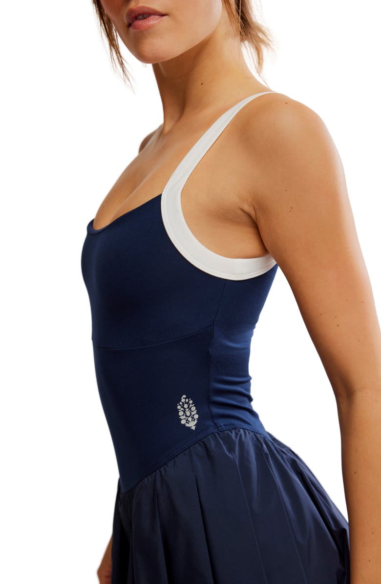 Free People FP Movement Swing of Things Mixed Media Tennis Dress, Alternate, color, Navy