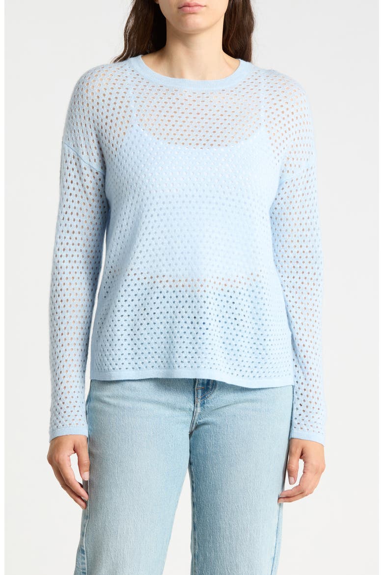 Philomena Open Knit Sweater, Main, color, SOFT BLUE