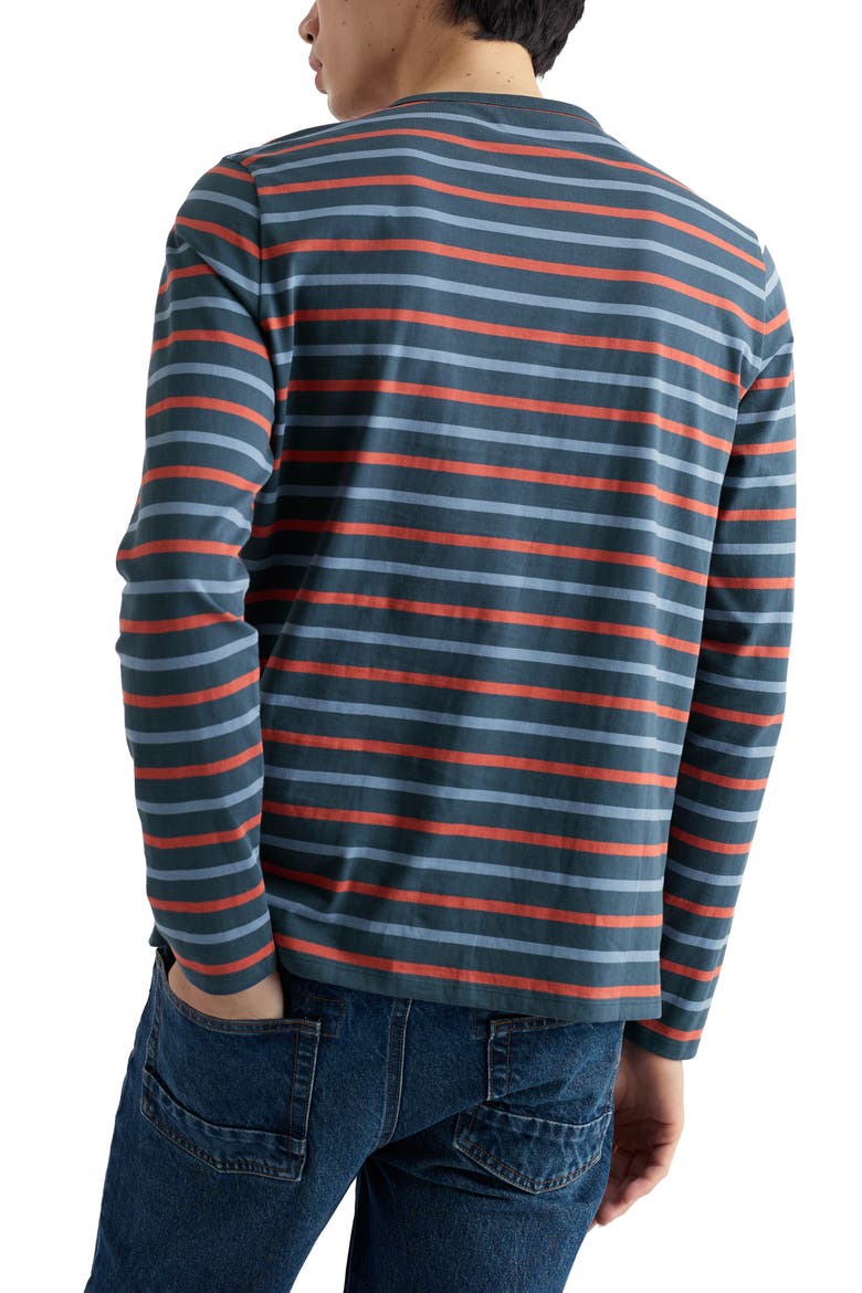 Sailor Stripe Long Sleeve Organic Cotton T-Shirt, Alternate, color, SEA STORM DUSTY COPPER