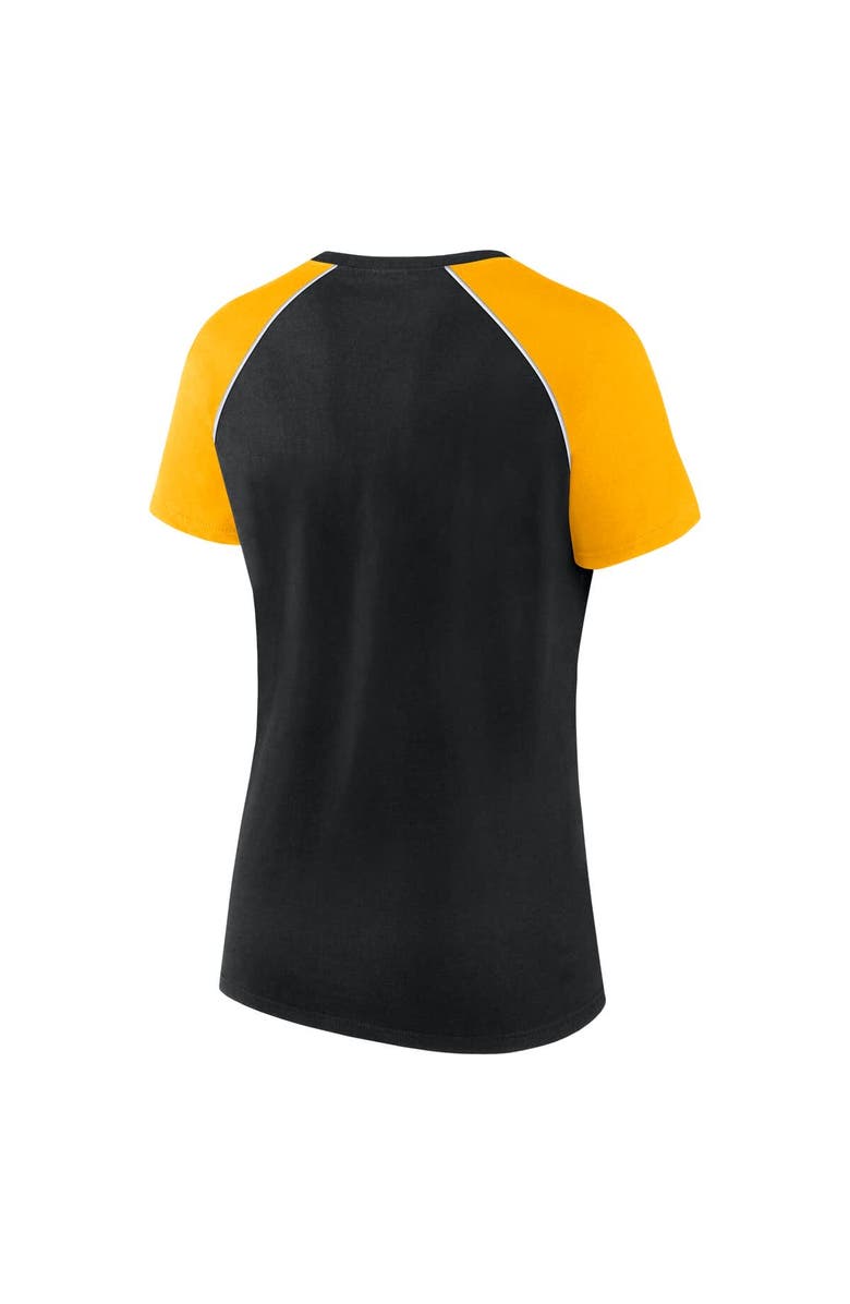 FANATICS Women's Fanatics Black/Gold Pittsburgh Steelers Glittered Primary Raglan T-Shirt, Alternate, color, Black