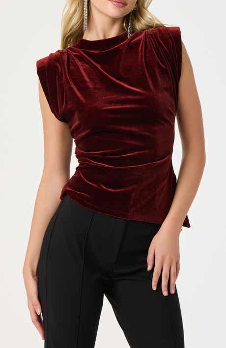 ASTR the Label Strong Shoulder Velvet Top