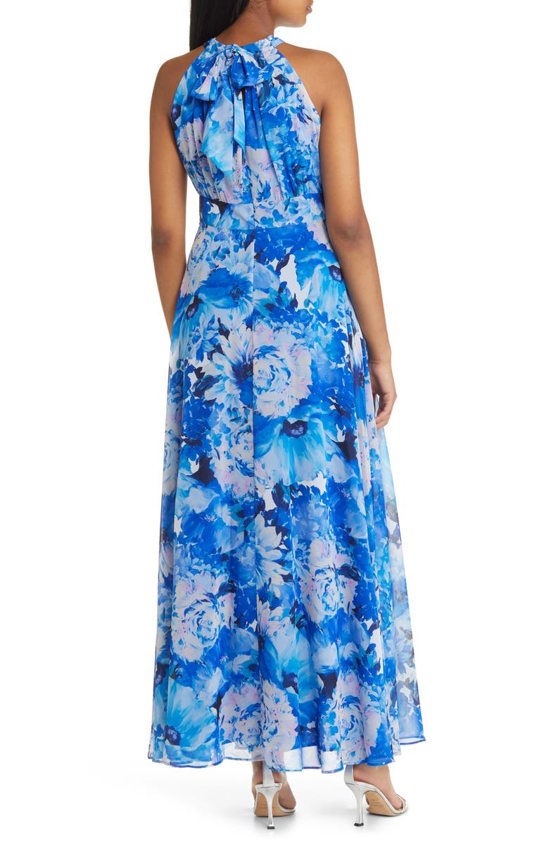 Eliza J Floral Halter Neck Chiffon Maxi Dress, Alternate, color, 