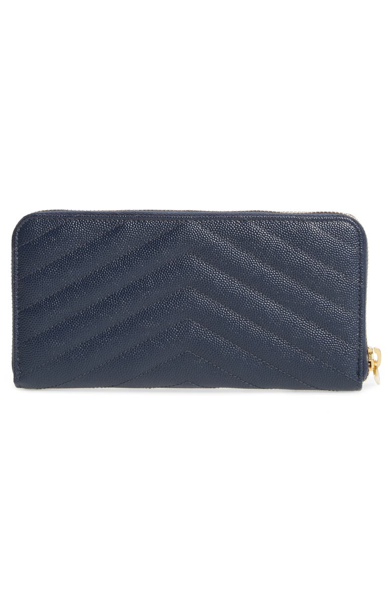 Saint Laurent Monogram Quilted Leather Wallet, Alternate, color, Navy