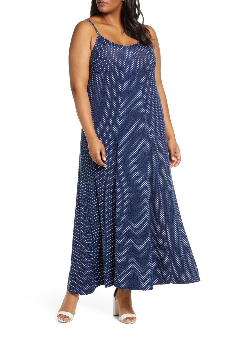 Loveapella Maxi Slipdress, Main, color, NAVY/ IVORY