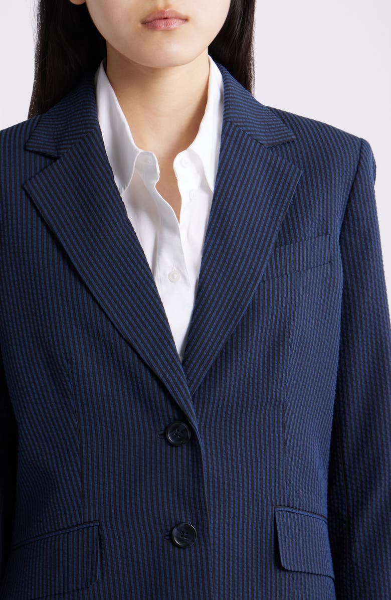 Anne Klein Stripe Seersucker Blazer, Alternate, color, Mountain