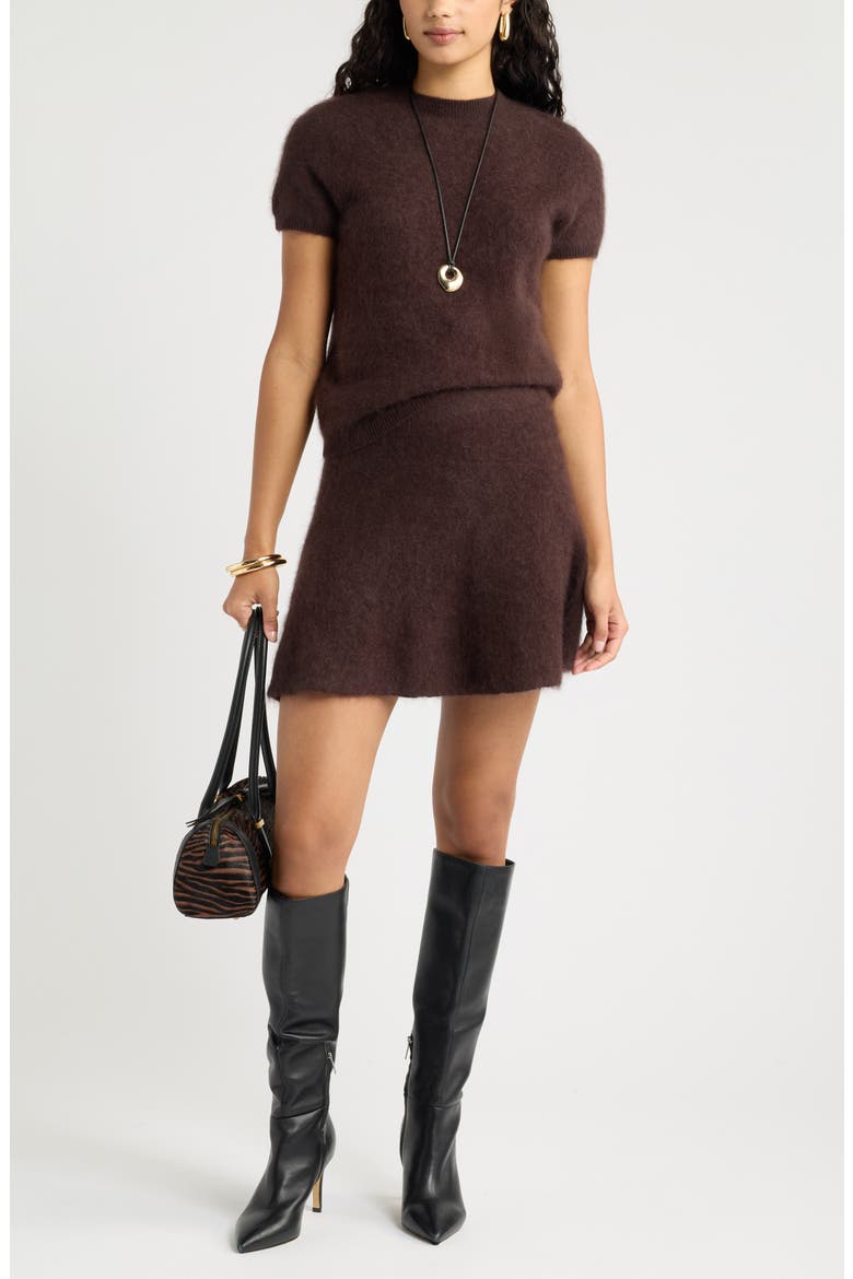 Wool Miniskirt, Alternate, color, BROWN GANACHE