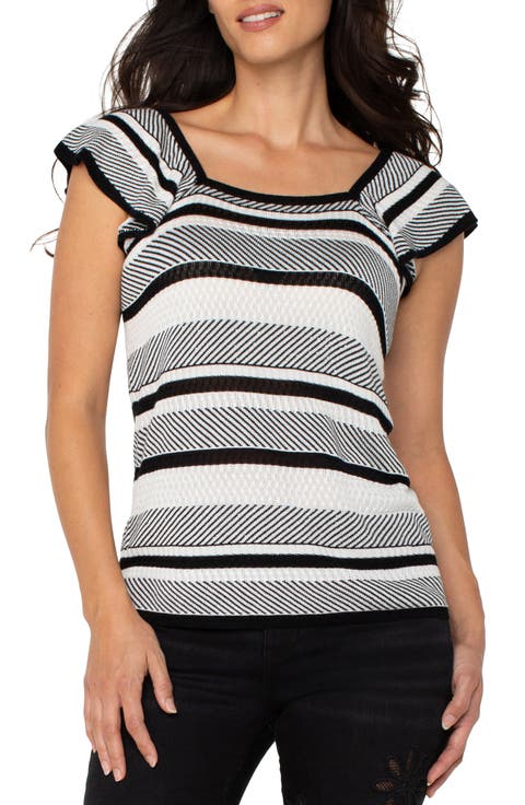 Stripe Ruffle Sleeve Sweater