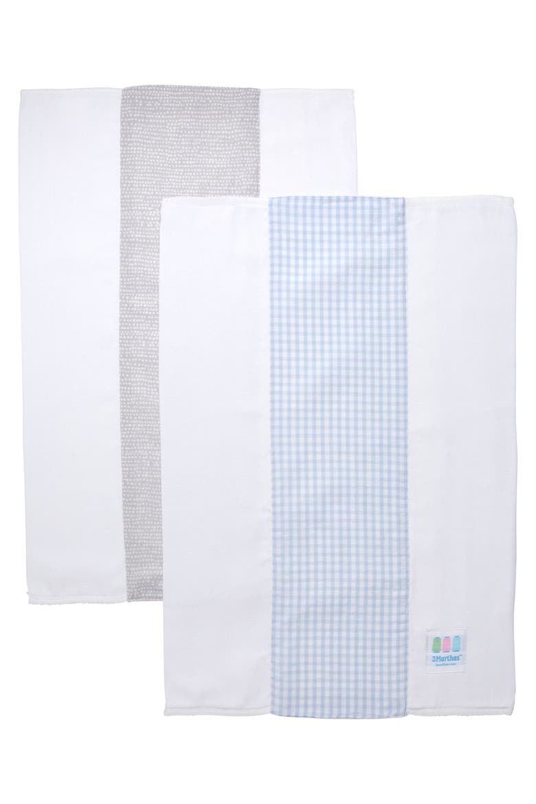 Dot Set of Two Burp Cloths, Alternate, color, Elephant Dot & Blue Big Check