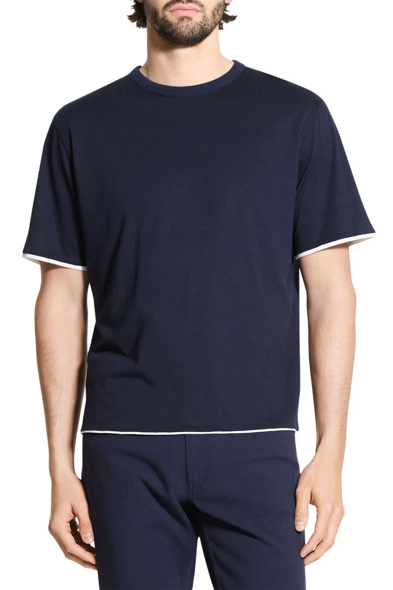 DB Pima Cotton Layered T-Shirt, Main, color, BALTIC/ WHITE