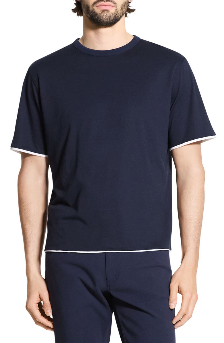 Theory DB Pima Cotton Layered T-Shirt, Main, color, Baltic/ White