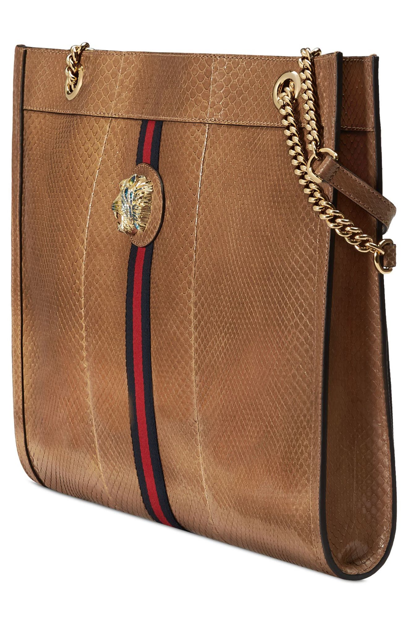 Large Genuine Python Tote, Alternate, color, TAUPE/ BLUE RED MULTI