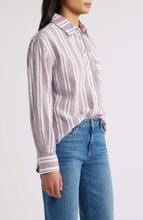 CASLONR CASLON(R) STRIPE LINEN BLEND BUTTON-UP SHIRT 